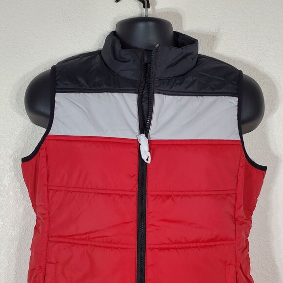 Cbuk By Cutter & Buck Womens Puffer Vest Medium Red, Gray & Black Colorblock - Picture 2 of 10